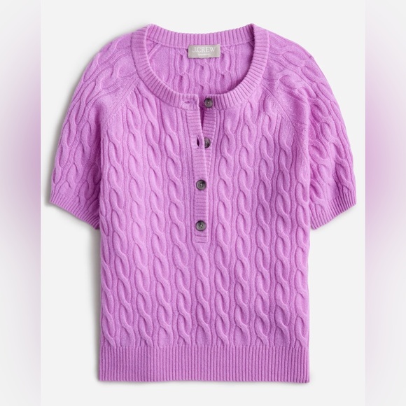 NWT JCrew Cashmere cable-knit henley T-shirt - Picture 4 of 4
